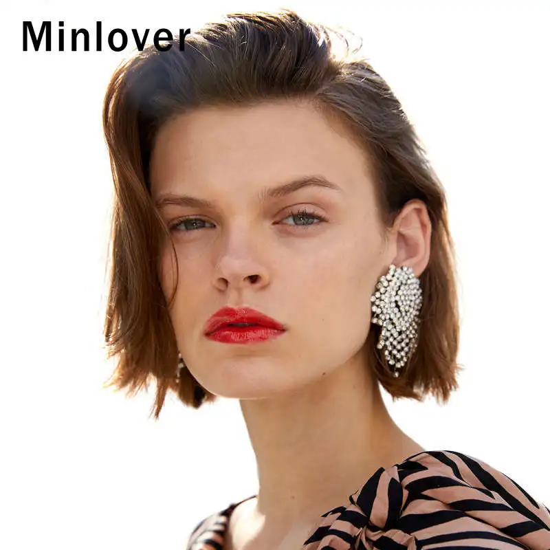 Minlover стразы большие висячие серьги с кисточками Свадебные украшения для невесты