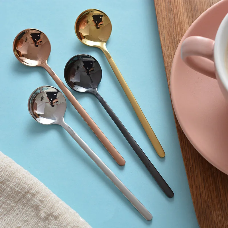 LIRUIKA 1 PCS Rose Gold Stainless Steel Tea Spoon High Quality Tableware Vintage Small Spoons Mini Coffee | Дом и сад