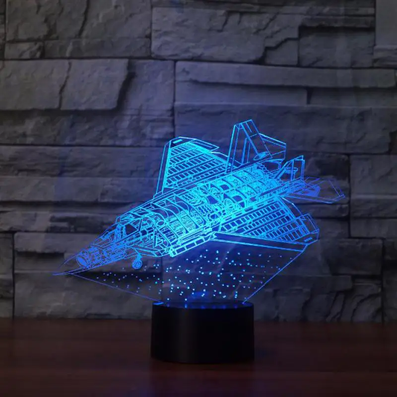 Aircraft 3d ночник 7 цветов новый светодиодный Luminaria Powerbank Usb Led беспроводные