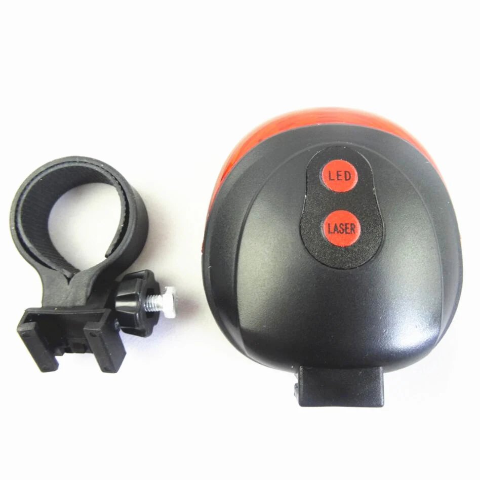 Задний фонарь (5 светодиодов + 2 лазера) велосипедный предупреждающий задний для