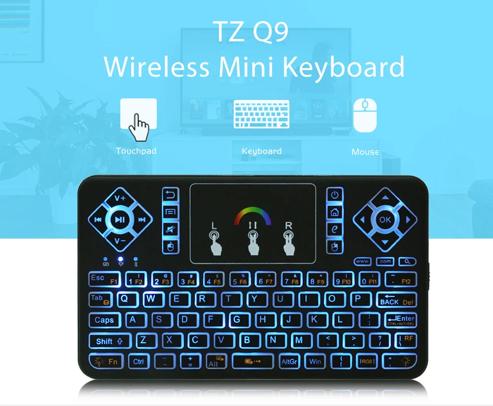 Q9 Беспроводная черная мини клавиатура Air mouse 2,4G Ручной тачпад пульт дистанционного управления для телефона smart tv box PC Новинка