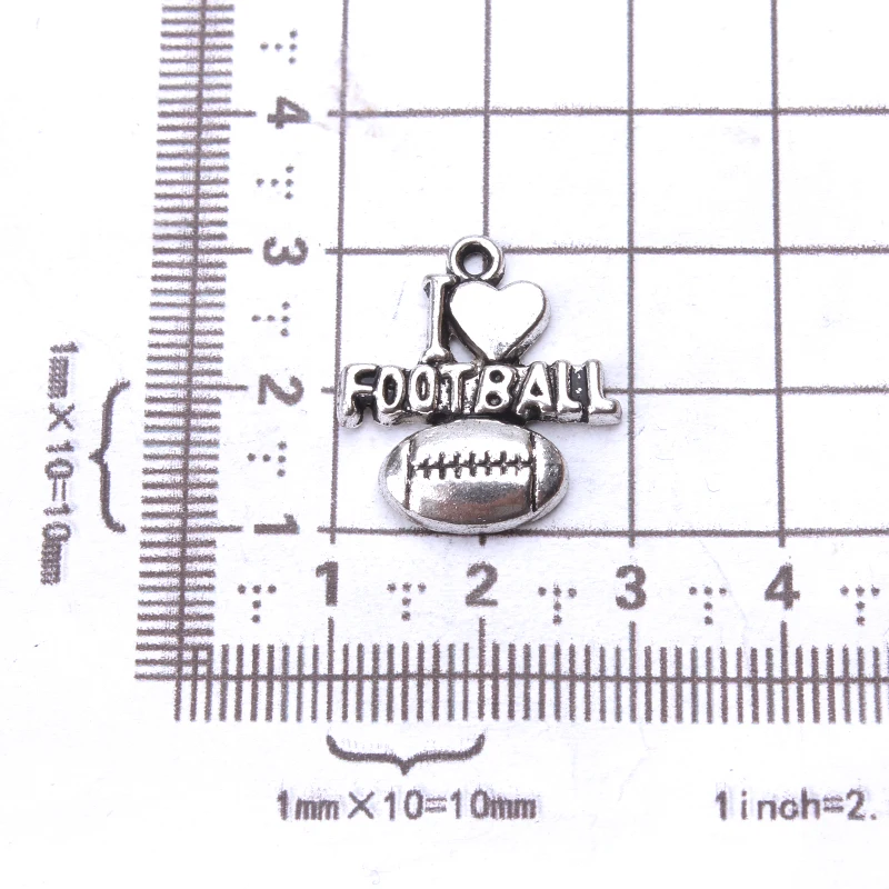 10pcs/lot 20mm x 18mm Charm Silver Alloy I Love football DIY Bracelets Jewelry Necklaces Accessories Pendant | Украшения и