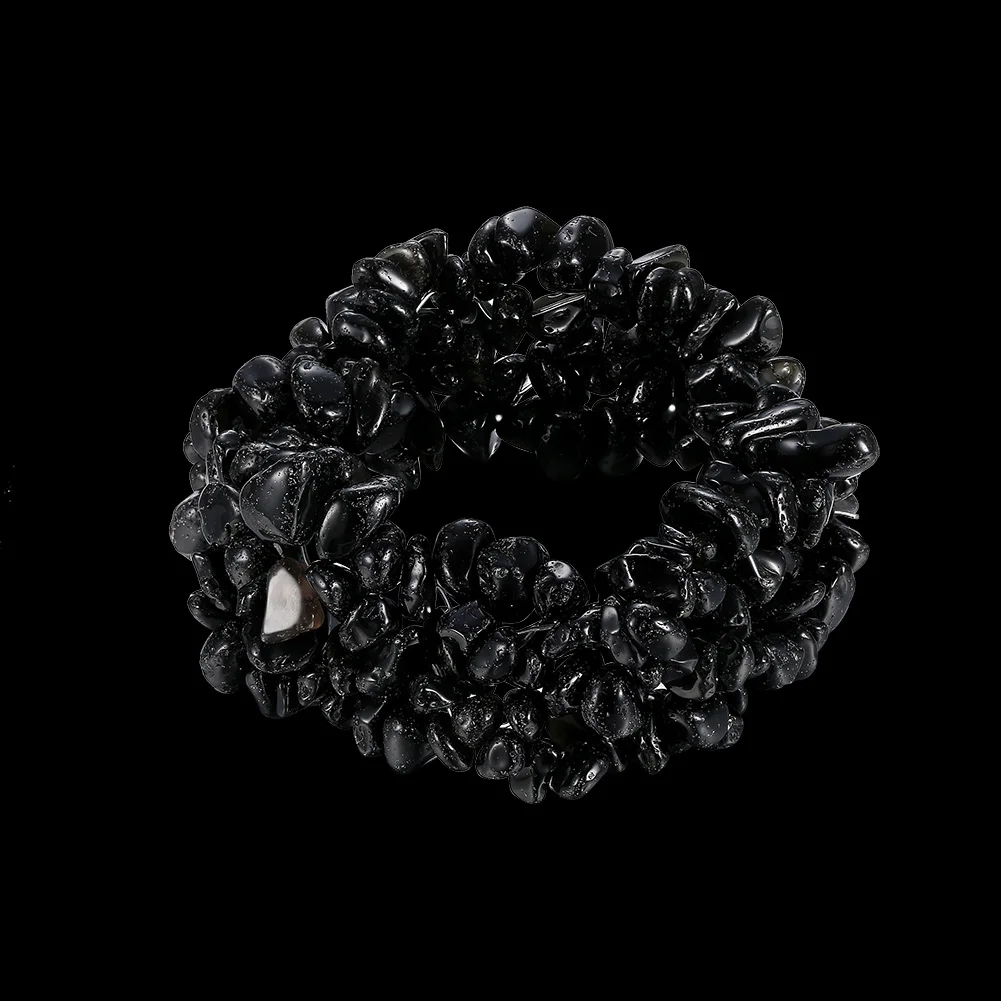 Женские браслеты с натуральным черным кварцем свадебные кристаллами 7 дюймов