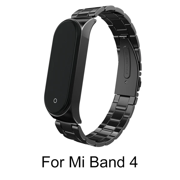 Hangrui металлический ремешок из нержавеющей стали для mi band 4 браслет для Xiaomi mi Band 3 ремешок на запястье mi band 4 металлические ремни - Цвет: Mi 4 Black Metal