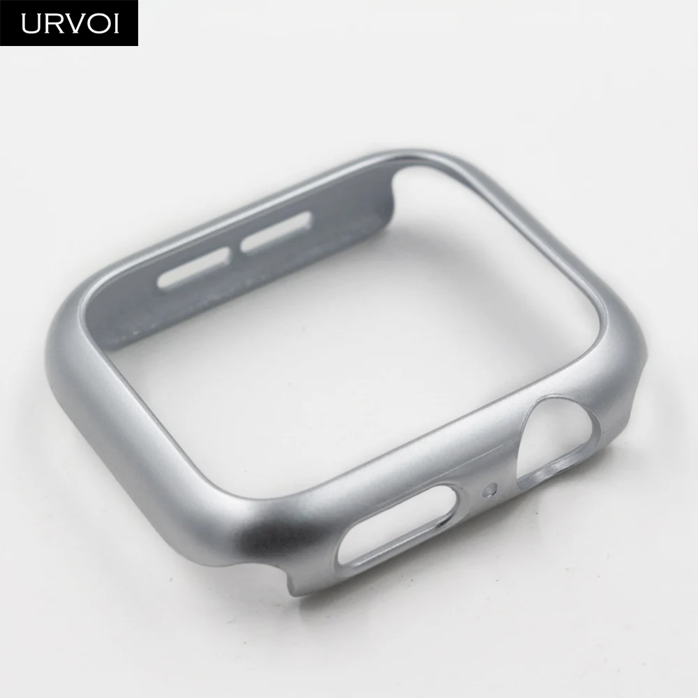 Silver URVOI пластиковый чехол для Apple Watch series 5 4 Жесткий ПК Рамка нормальный Бампер протектор для iWatch slim fit Тонкий чехол ремешок 40 44 мм - Цвет: Silver
