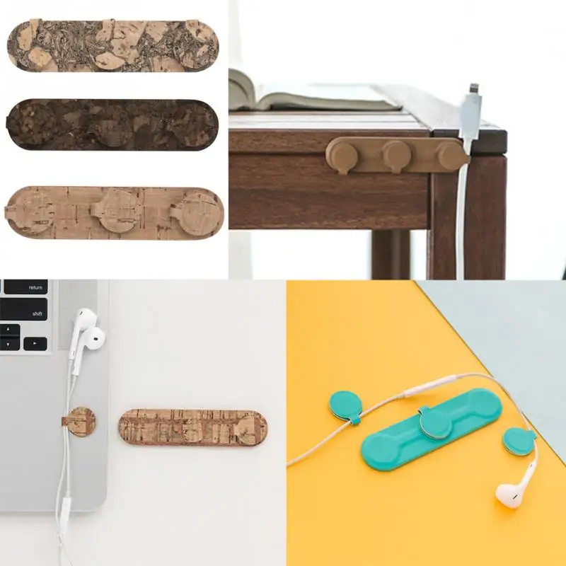 New Wood Grain Magnetic Cable Winder Wire Organizer Earphone Holder Cord USB Charging Line Desktop Clips |