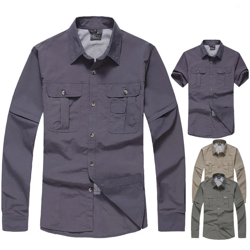 Быстросохнущая одежда для рыбалки для мужчин и женщин, дышащая, летняя, осенняя, для спорта на открытом воздухе, рыбацкая рубашка с коротким рукавом, съемная одежда