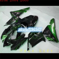 market hot sales for kawasaki ninja zx10r 04 05 04 2004 2005 smooth ink black motorcycle fairing bright green flame