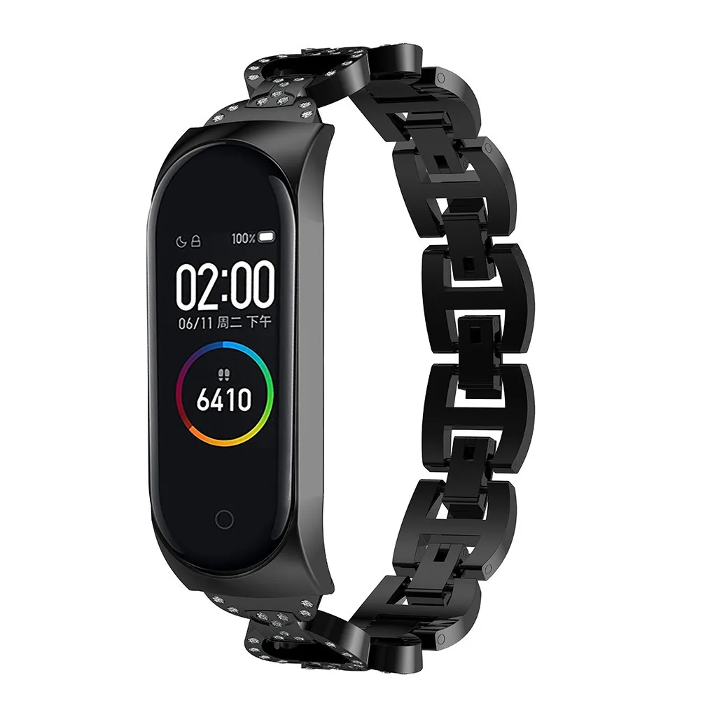 Для mi band 2 браслет Новинка; Лидер продаж; Нержавеющая сталь браслет бриллиантовый ремешок для смарт-часов для Xiaomi mi группа 4 покупки
