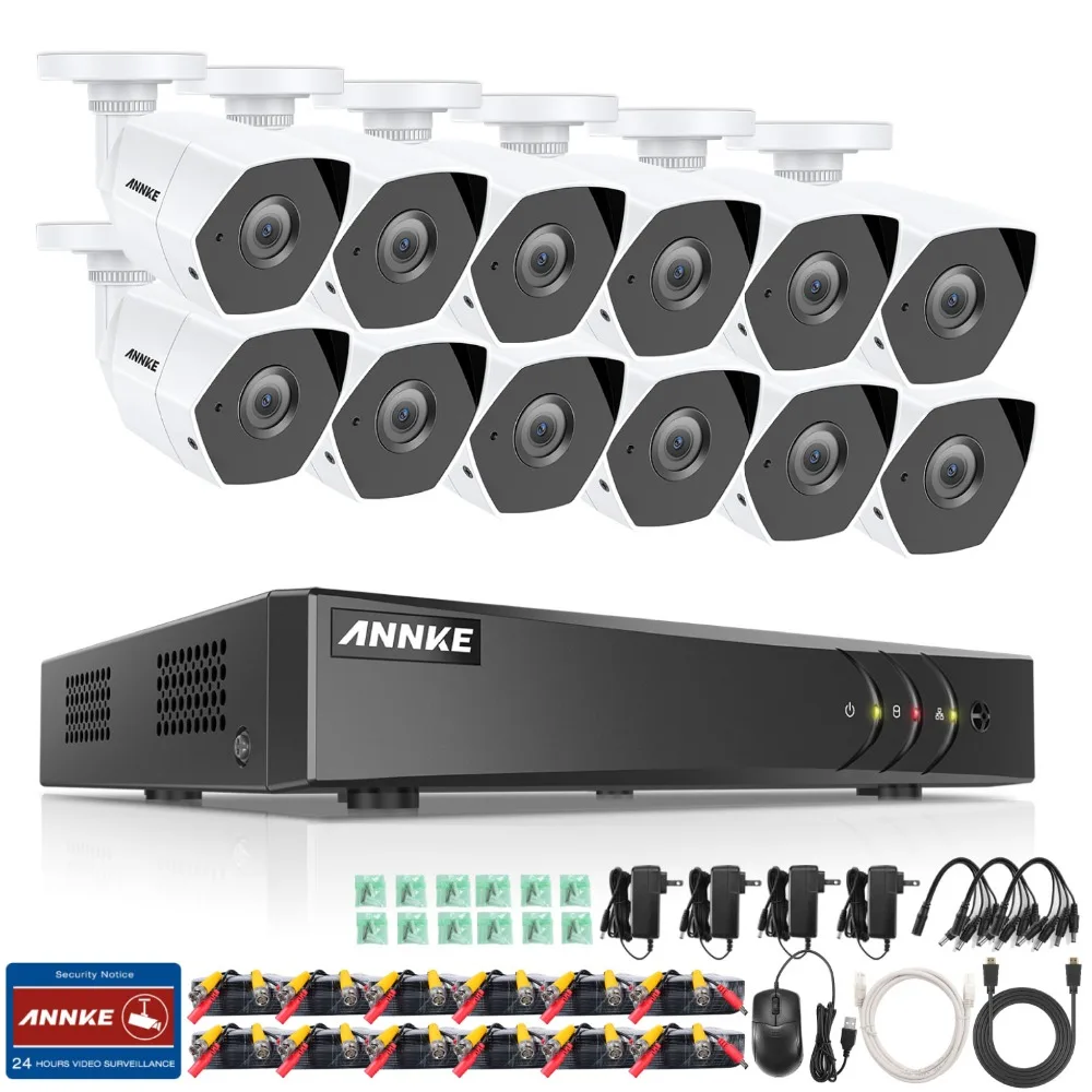 ANNKE 16CH FHD 3MP система безопасности 5в1 DVR 12X TVI камера наружный всепогодный детектор