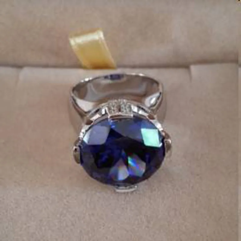Qi Xuan_Fashion Jewelry_Big Blue Stones элегантный крест женский Rings_S925 твердая Серебряная Мода