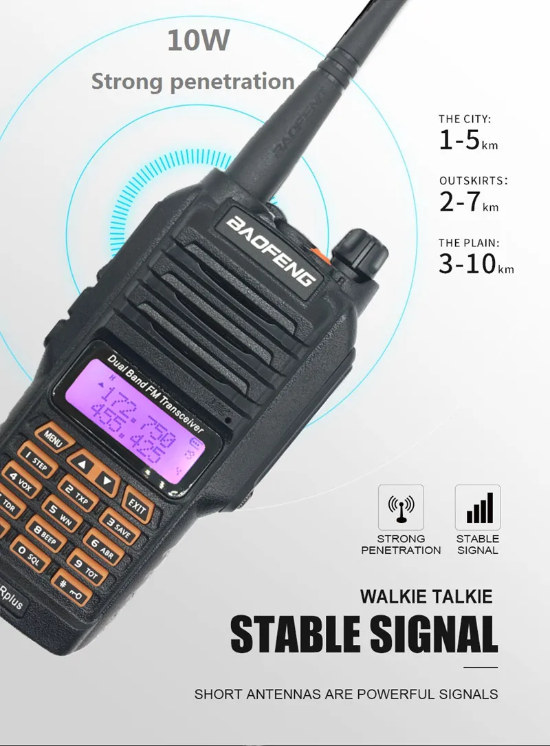 Baofeng UV-9R PLUS 10 Вт Высокая мощность портативная рация Водонепроницаемый UV 9R любительский радиоприемопередатчик Хэм CB PMR 446 морская радиостанция