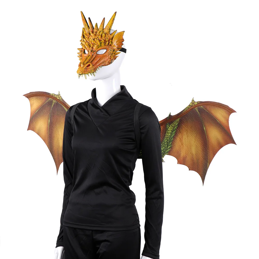 Adult Boy and Girl New Year Decoration Carnival Party Animal Costume Dragon Cosplay Masquerade Face Mask Wings | Тематическая