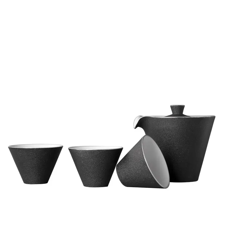 Японский черный дзен грубая керамика путешествия Чай Наборы для ухода за кожей