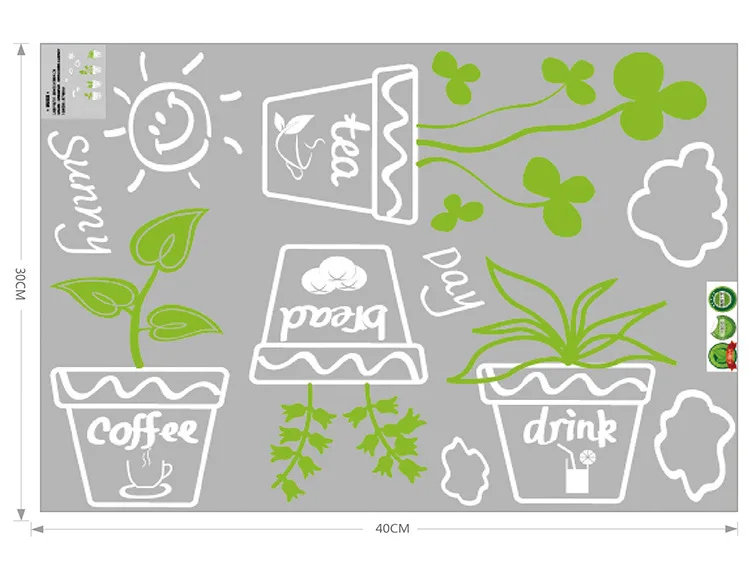 Кухня Окно стекло ванная комната украшение горшок растение настенный наклейки