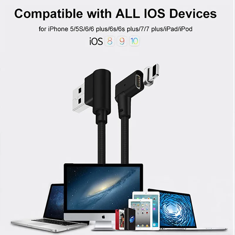 1 м/2 м/3 м Магнитный L изгиб локоть Micro/type-C/IOS/3 в 1 адаптер зарядное устройство кабель для передачи данных для samsung S8 S7 S6 для iPhone 8 7 6 5 Лот