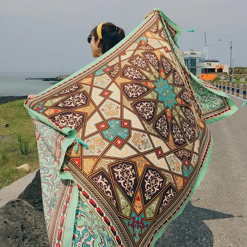 Style7 Этнический Boho Летний Тонкий пляжный шарф для поездок, женский шарф с бахромой большого размера, шаль, шарф для морского отдыха, Солнцезащитный пляжный - Цвет: Style7