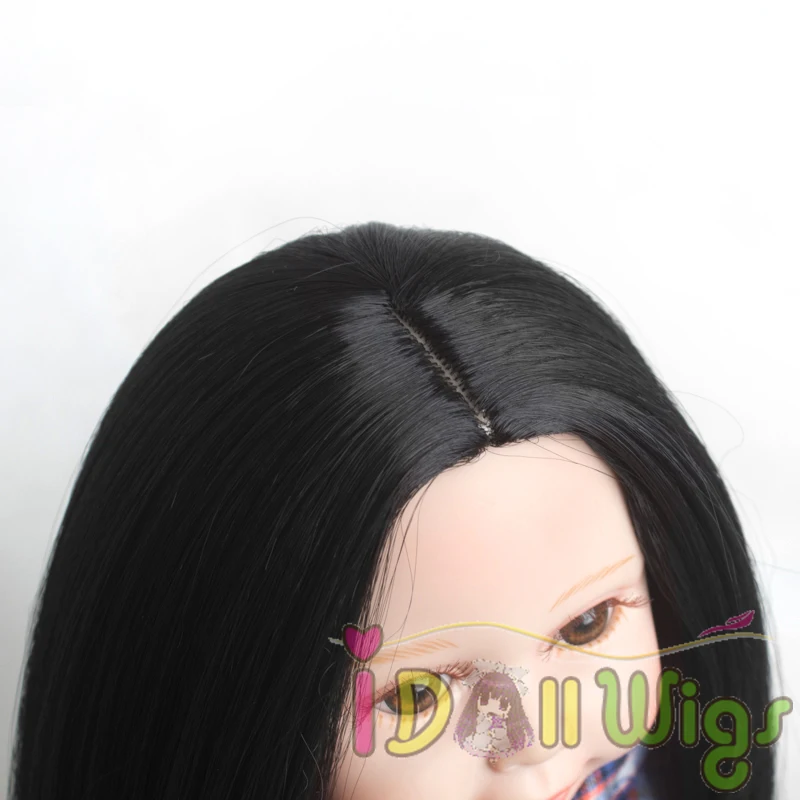 

18 inch American Doll Wigs Heat Resistant Synthetic Black Straight Doll Hair for Doll with 26cm Head