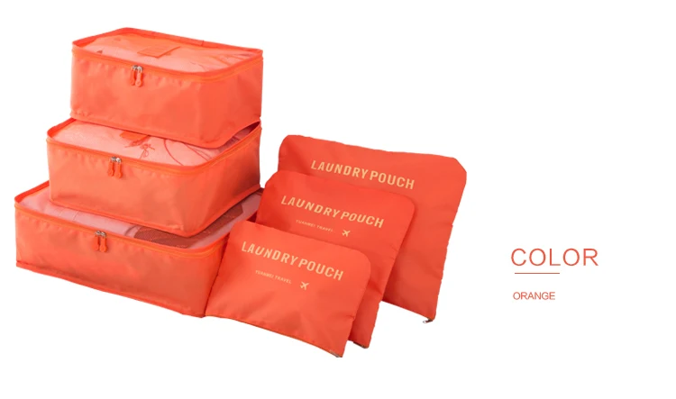 6 шт./компл. дизайн Для мужчин и Для женщин Чемодан дорожные сумки Органайзер упаковка двойная молния Водонепроницаемый polyestercubes