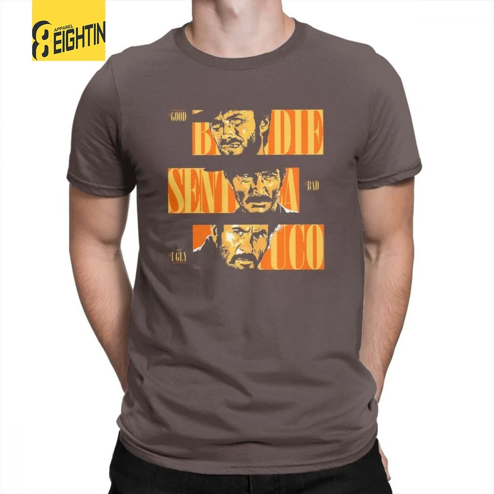 Футболка The Good The Bad And The Uglystrong Clint Eastwood, Мужские Винтажные Футболки с круглым воротником и коротким рукавом из хлопка - Цвет: Коричневый