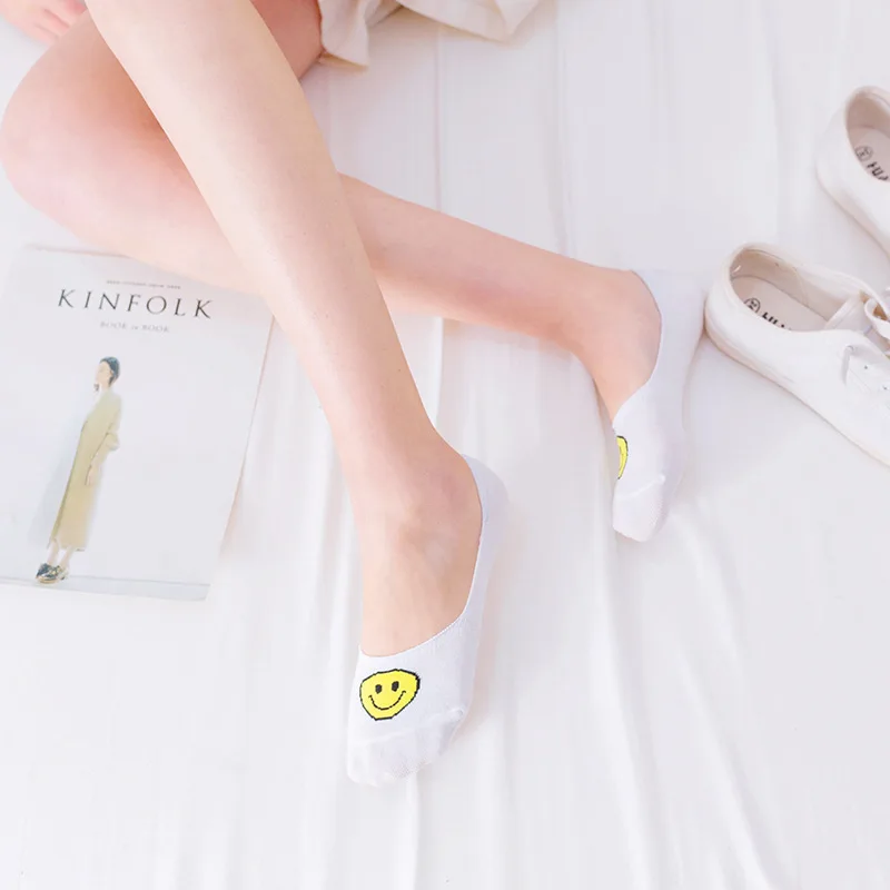 Epous New Arrival Sock Slippers Unisex Comfortable Stripe Cotton Short Ankle Socks Cheap Boat Sox Smile Face | Женская одежда
