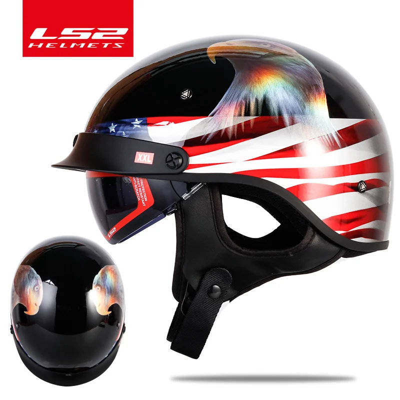 Шлем мотоциклетный LS2 OF526 винтажный летний с внутренним козырьком | Автомобили и