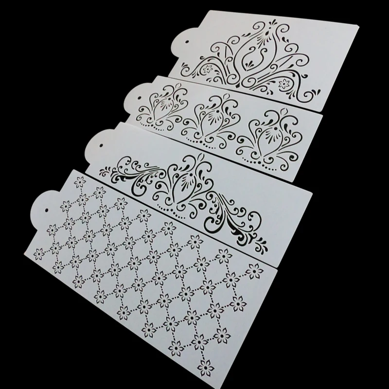 4Pcs/Set Princess Lace Cake Stencil Set Craft Stencils Border Decorating | Дом и сад