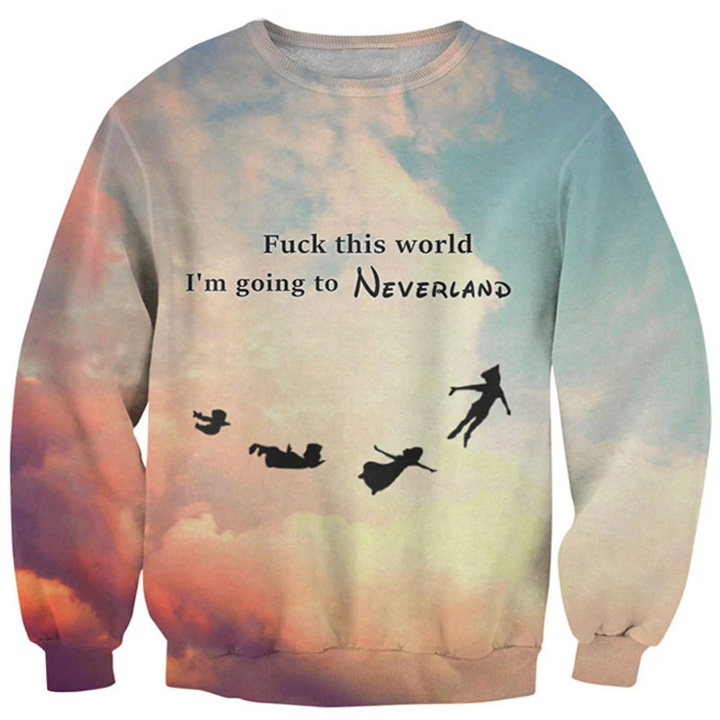 Женская и мужская толстовка с 3D принтом I GOING TO NEVERLAND|sweat top|printed sweatshirthoodies for women |