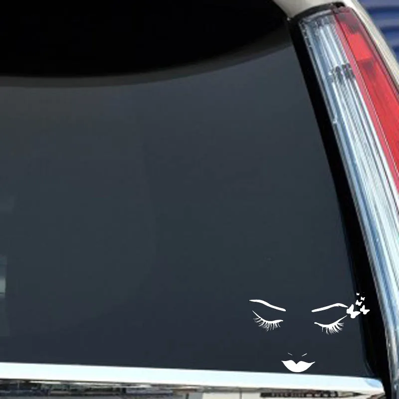 YJZT 13.6*9.3CM Shy Cute Beautiful Gorgeous Girl Face Car Sticker Black/Silver Vinyl Decal Popular Fashion Style C20-0916 | Автомобили и