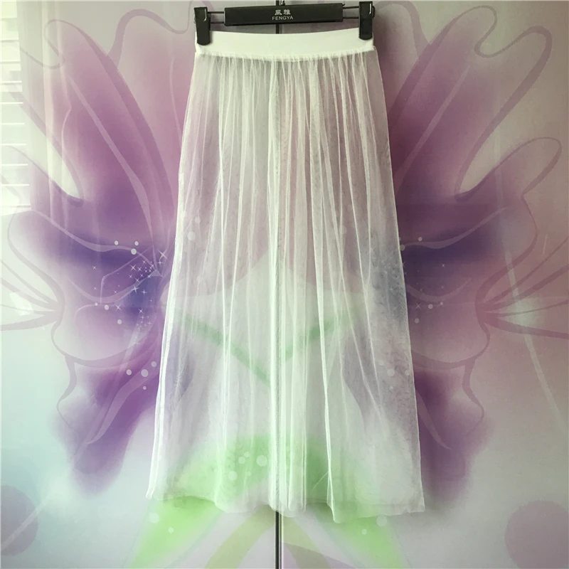 Женская прозрачная длинная юбка средней длины с высокой талией|Женские юбки| |