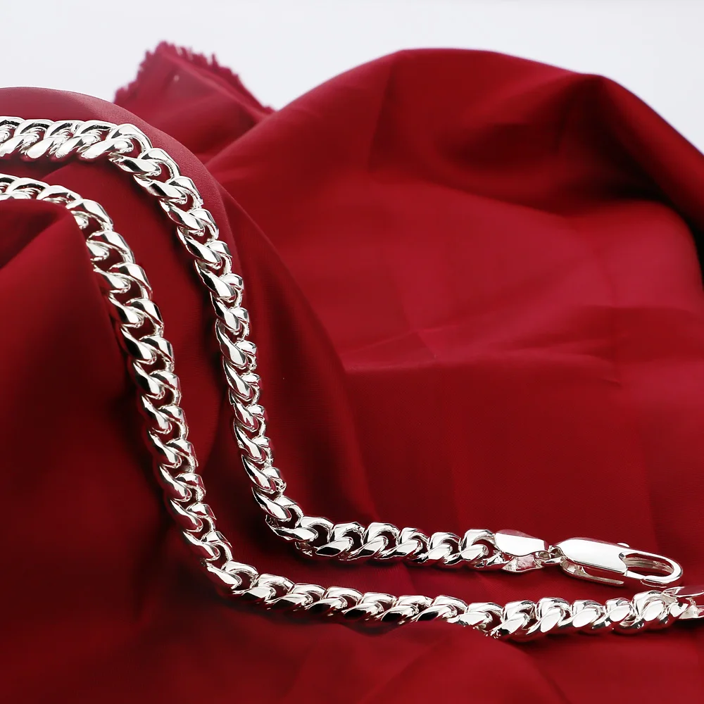 Классические модные мужские подвески из стерлингового серебра ожерелье 8 мм 24