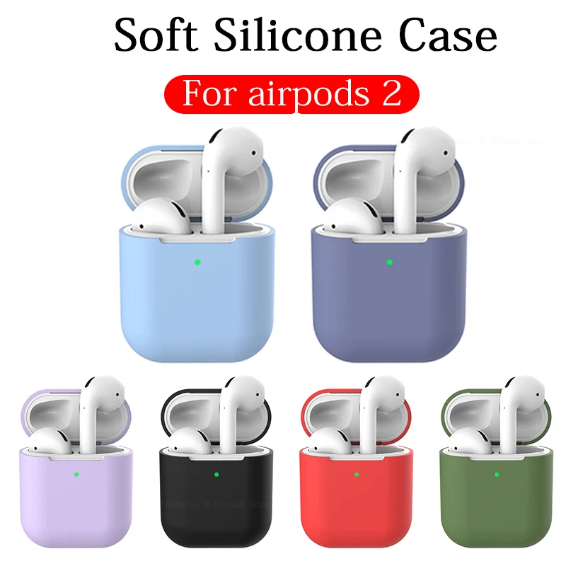 Цветные чехлы из мягкого силикона для AirPods 2 защитный чехол Apple Air Pods зарядный