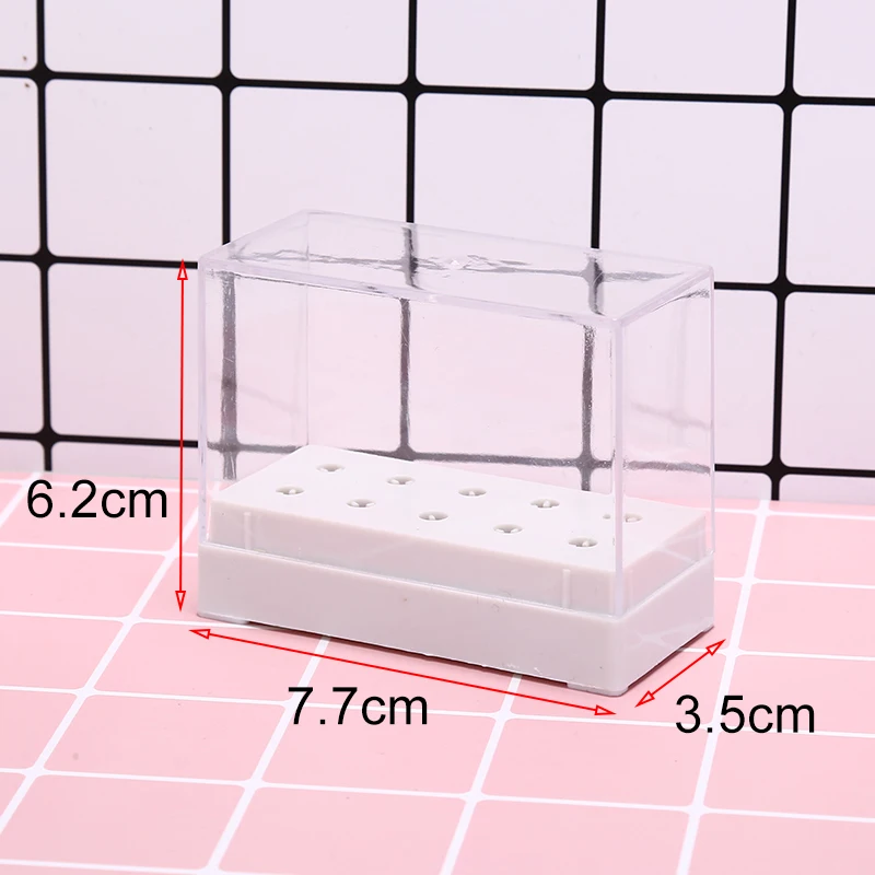

10 Holes Electric Nail Grinding Heads Display Case Box Nail Drill Heads Bits Holder Manicure Organizer Box Storage Container