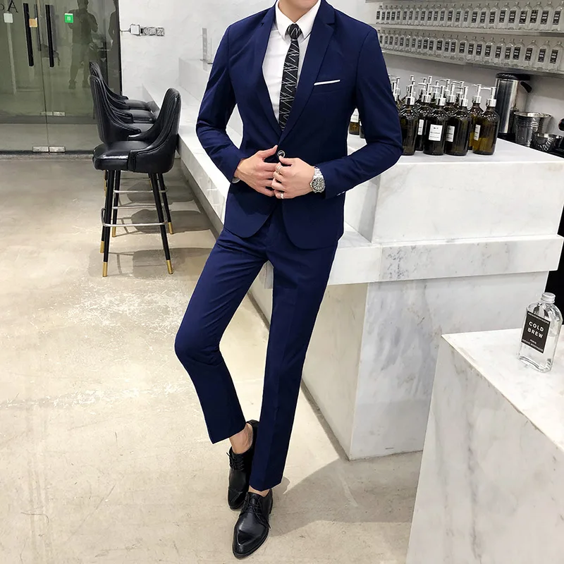 

Business Casual Suit Dress Men's (Jacket + Pants) Slim Fashion New Suit 2 Piece Set Man Getting Married Dress Suit