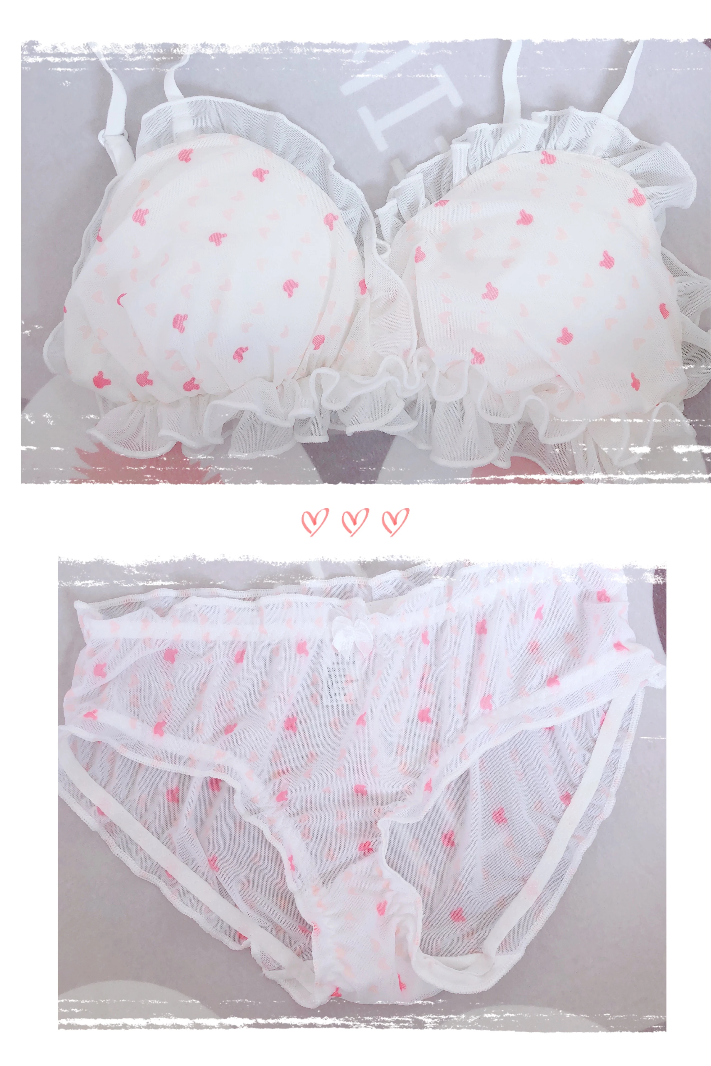 Симпатичный шифоновый комплект из бюстгальтера и трусиков во французском стиле