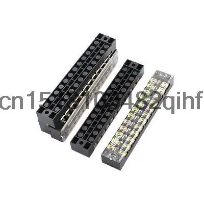 

5 Pcs 600V 15A 2 Row 12 Position Covered Screw Barrier Terminal Strip Board