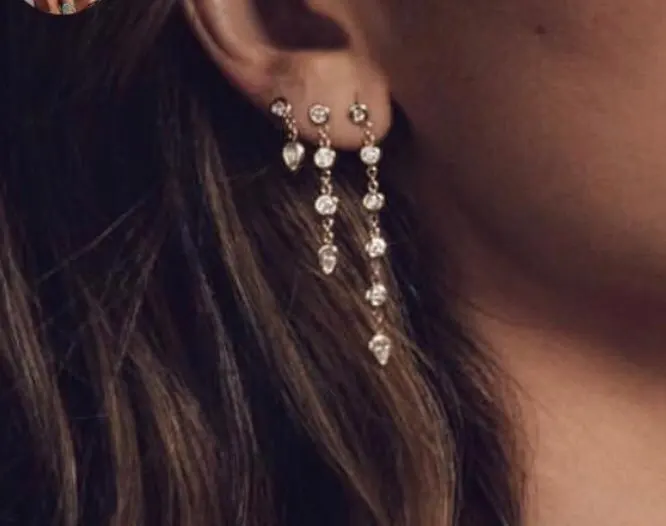 right Рождественский подарок, Розовая позолота, cz Шарм, Длинная кисточка, цепочка, Элегантная модная женская бижутерия, цепочка, висячие серьги - Окраска металла: right