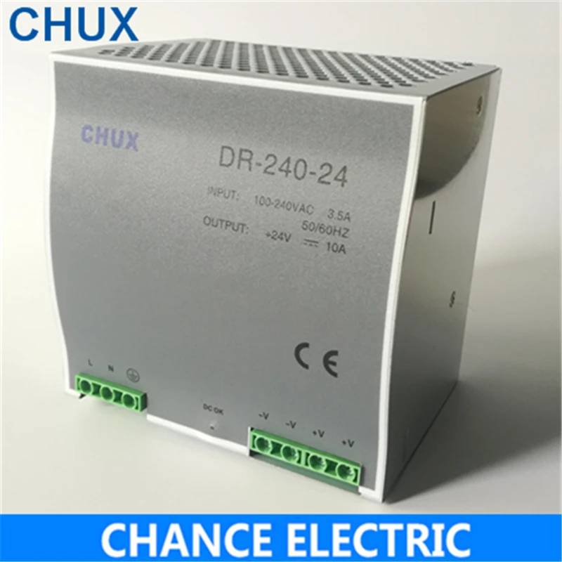 Блок питания Din Rail 24В 10А Ac Dc преобразователь DR 240 24 SMPS рейка импульсный источник Вт