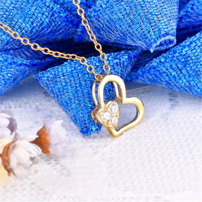 18K золото любовь навсегда Сердце прозрачный австрийский кристалл классические