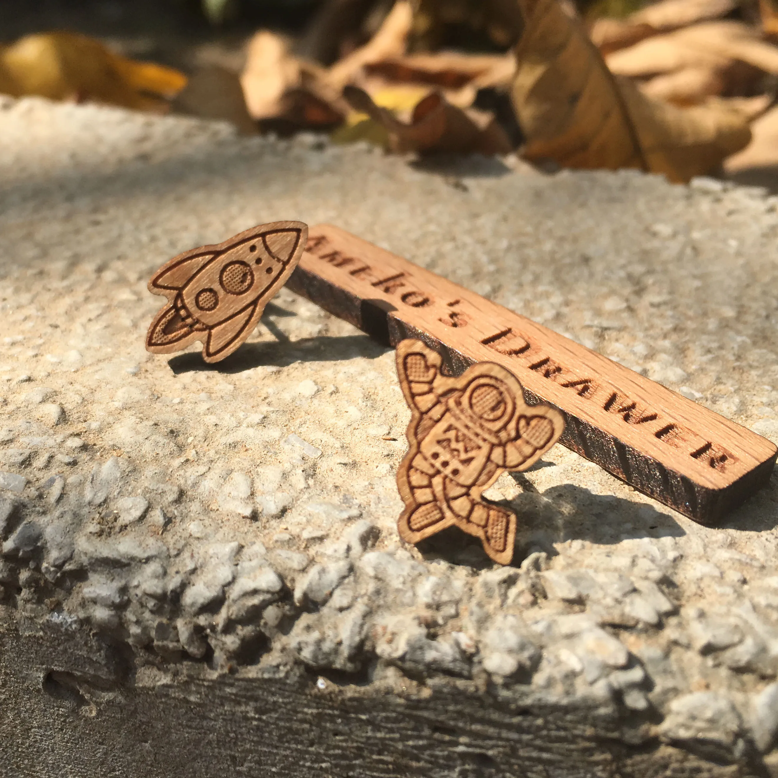 Деревянные серьги ручной работы с космонавтом ракетой и 1 пара|earring x|x earringsearrings