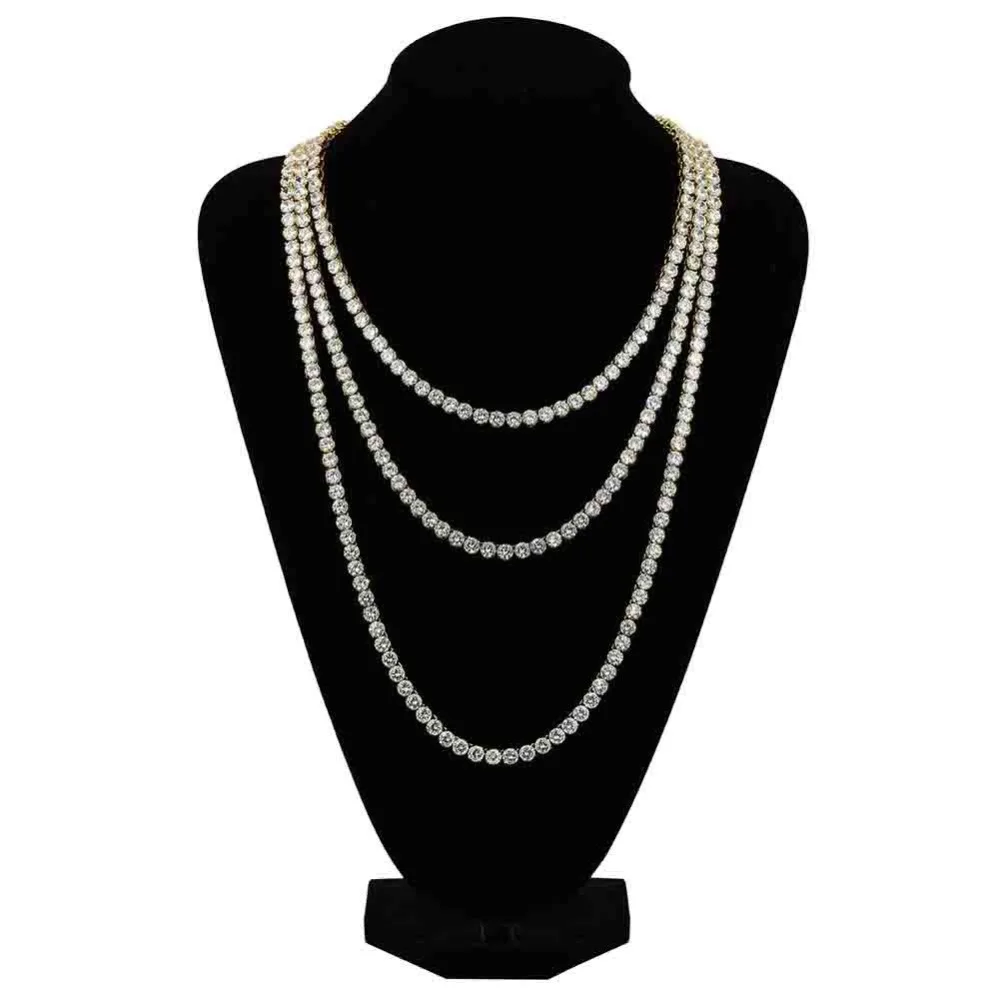 Для мужчин хип-хоп Iced Out Bling теннис цепи цепочки и ожерелья s проложить настройки AAA
