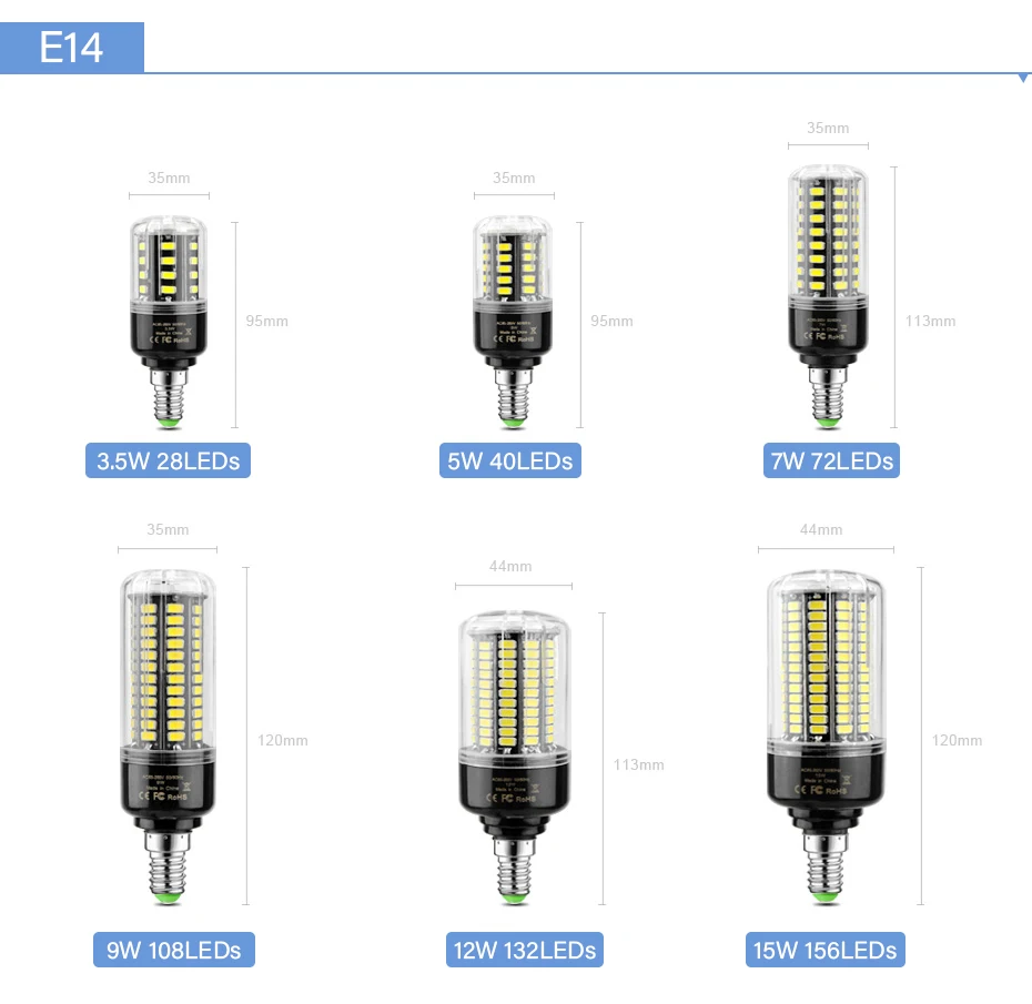 Ampoule LED E27 Lamp No Flicker E14 Led Bulb Spot Light 220V 110V 3.5W 5W 7W 8W 12W 15W SMD5736 More Bright than Corn Bulb 5730