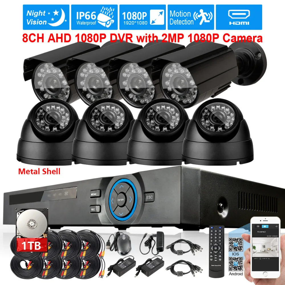 CCTV Товары теле и видеонаблюдения Системы 8ch полный 1080 P AHD h видеорегистратор с 8 шт.