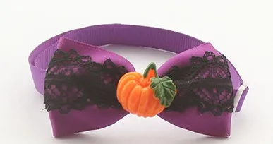 Ручная работа Хэллоуин Тыква украшения кружева лента галстук бабочка для собаки