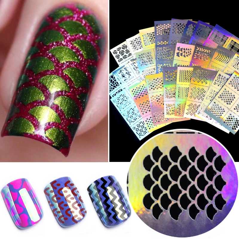 

1Pc Hollow Out Nail Art DIY Tips Guides Transfer Stickers Accessories French Tips Manicure Decal Decoration