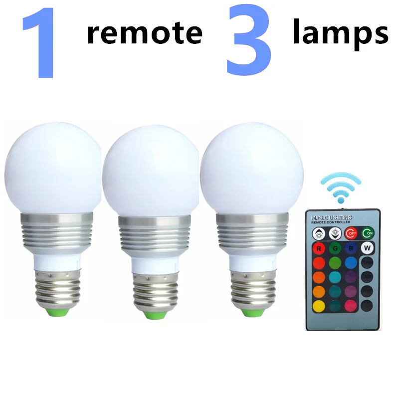 1 remote and 3 lamps 3 Вт Точечный светильник, 16 цветов, меняющий светильник, свеча, лампа B22, E27, E14, светодиодный светильник, AC85-265V светодиодный светильник, ИК-пульт дистанционного управления для дискотеки, DJ, вечерние - Испускаемый цвет: 1 remote and 3 lamps
