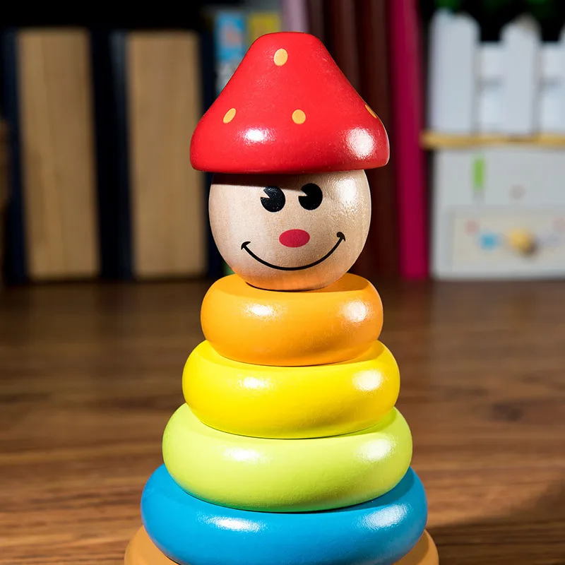 DDWE Цвет Радуга укладчик блоки клоун тумблер деревянная игрушка цвет ful Tower