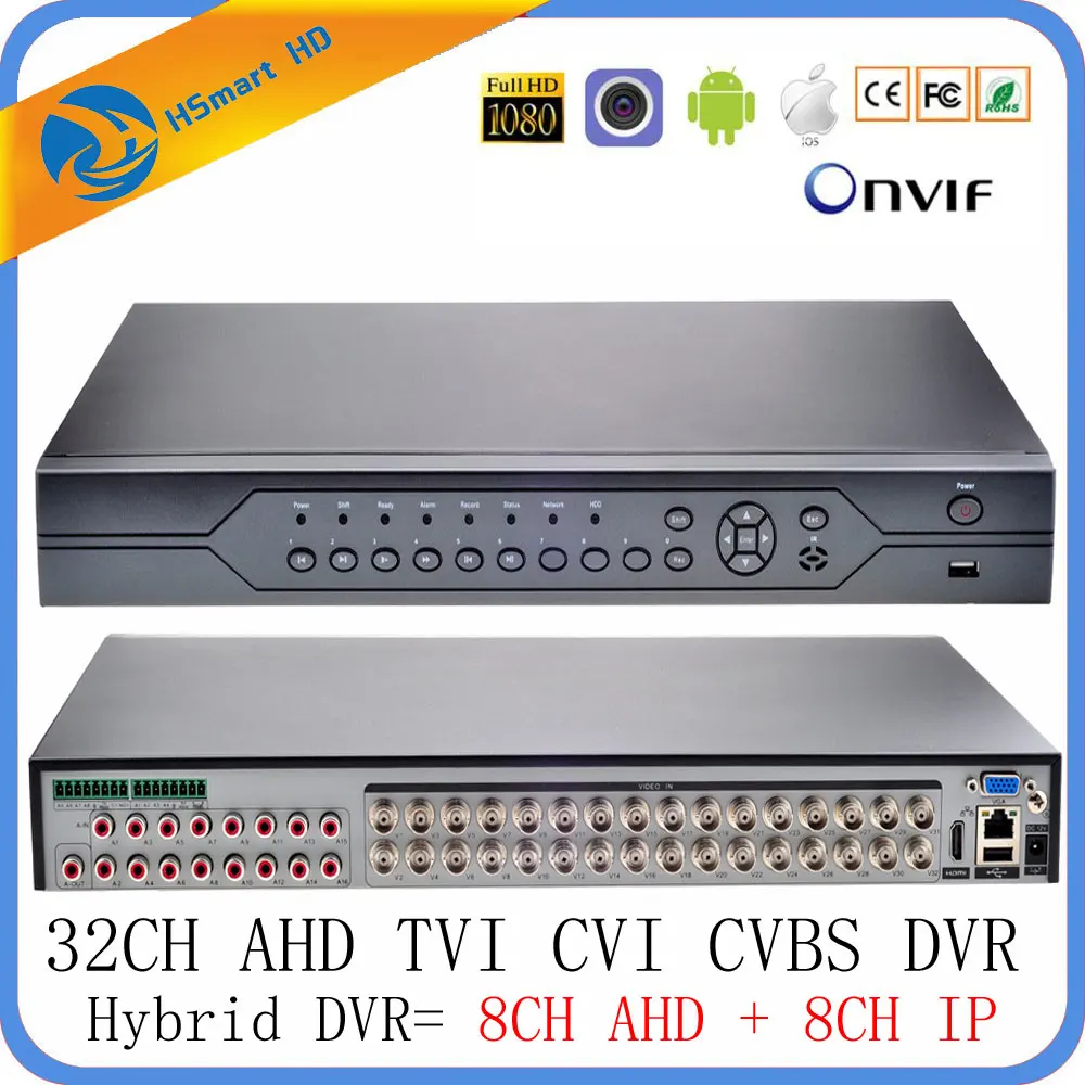 32CH DVR 6 в 1 коаксиальный CVI TVI AHD системы видеонаблюдения видео регистратор Гибридный NVR для 8CH 960H AHD+ 8CH IP Поддержка USB Wifi
