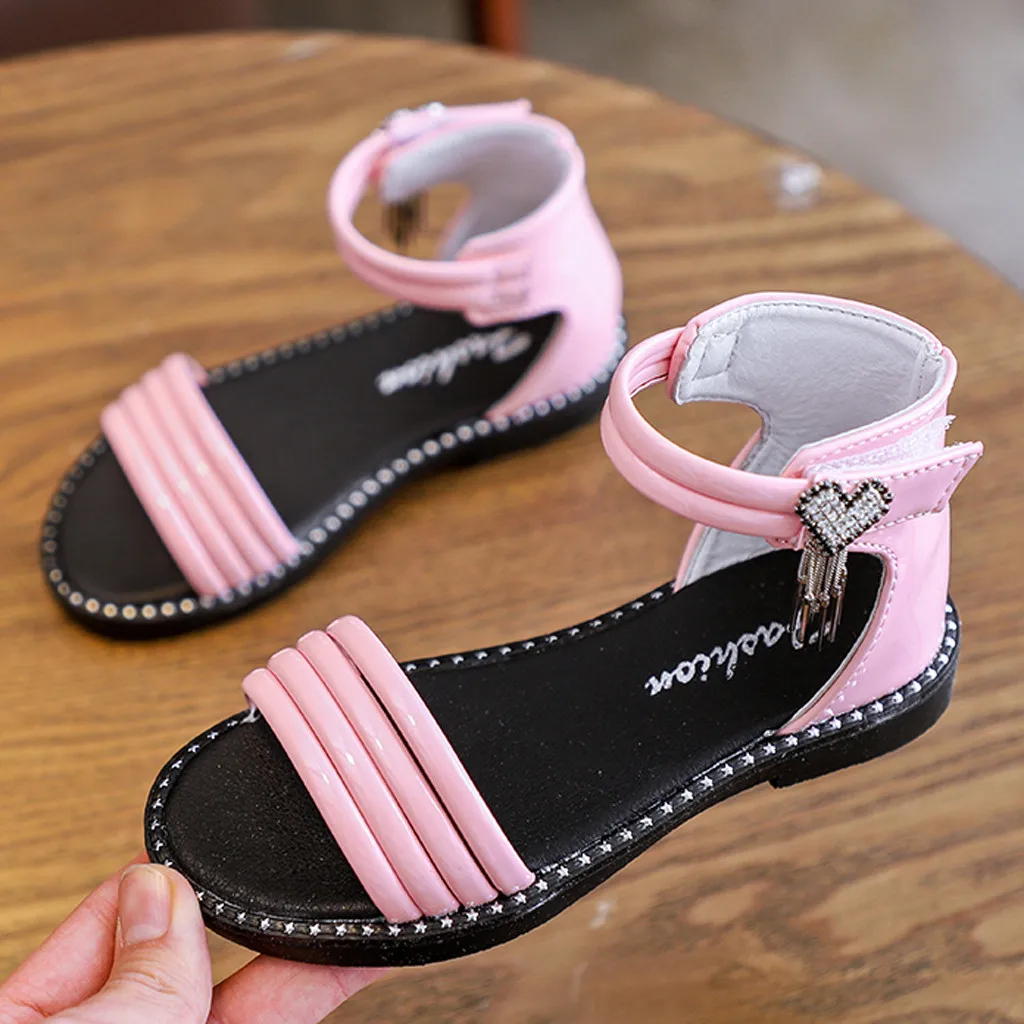 Детская обувь Пляжные сандалии для маленьких девочек Модные Римская Летние