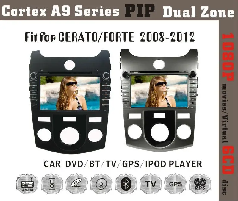 " автомобильный DVD плеер с gps(ОПТ), аудио Радио стерео, USB/SD/AUX кабель/USB кабель, Автомобильный мультимедийный для KIA CERATO Форте 2008 2009 2010 2011 2012(AT